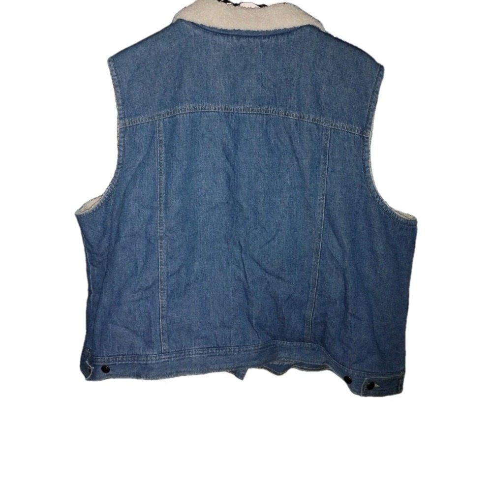 Emma James Womens 3 Vest Blue Denim Cotton Sherpa Lined Button-up‎ Collared - Picture 3 of 8